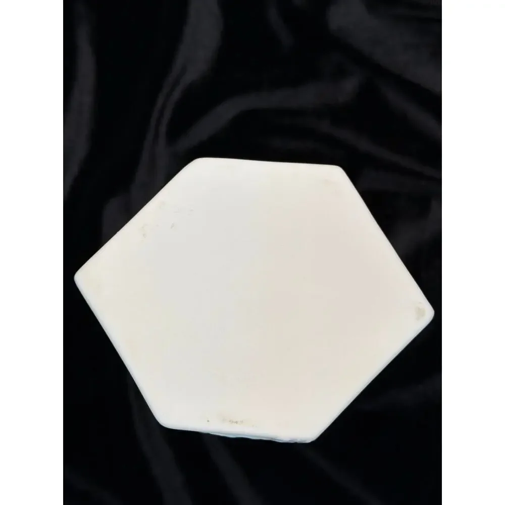 Vintage Matte Bisque Porcelain Butterfly & Cherry Blossom Hexagon Vase 7